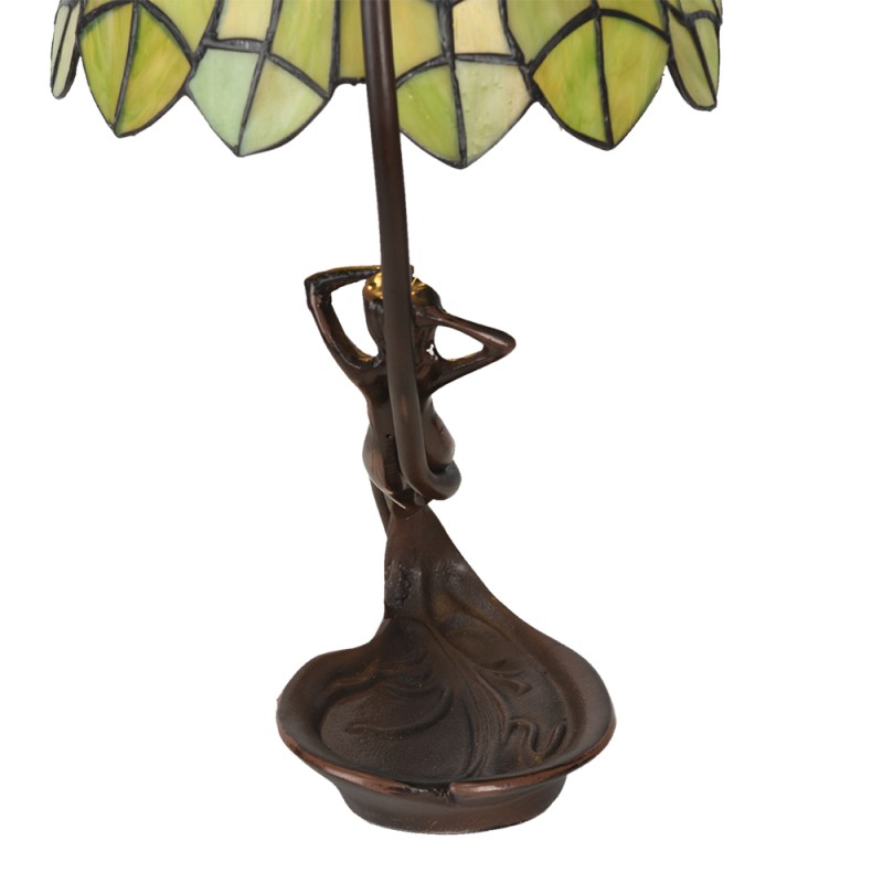 LumiLamp Lampada da tavolo Tiffany 28x20x41 cm Verde Metallo Vetro