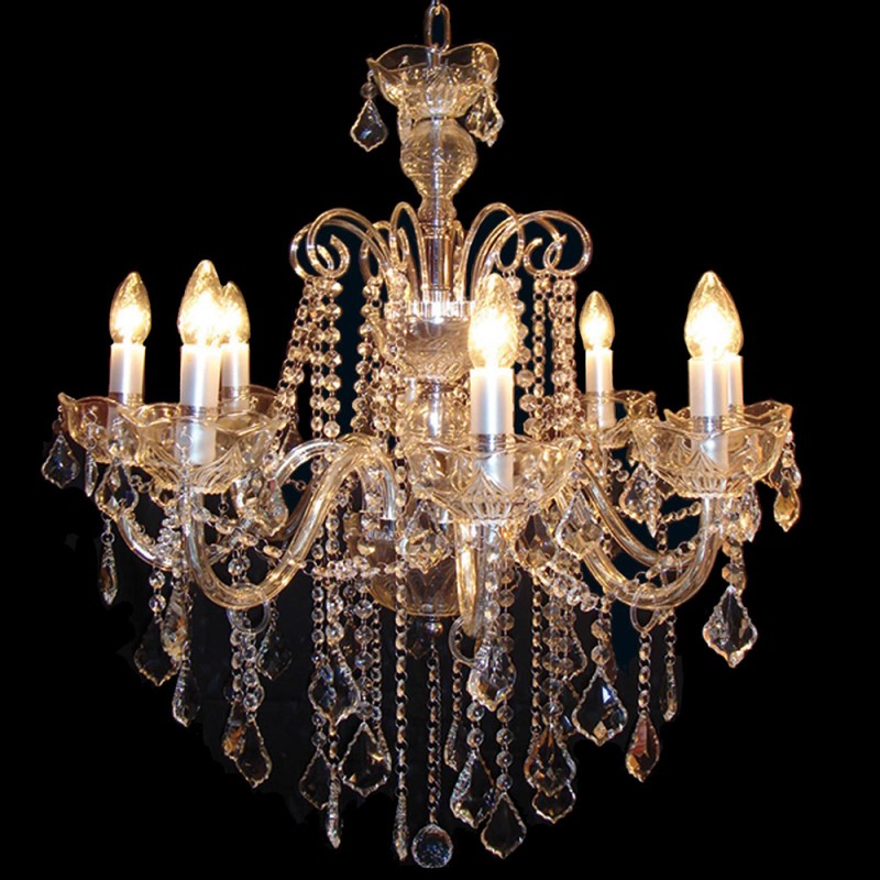 LumiLamp Chandelier Ø 75x82/160 cm Silver colored Iron Glass