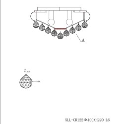LumiLamp Plafondlamp  5LL-CR122 40*40*22 cm Transparant Metaal Plafonniere Kroonluchter