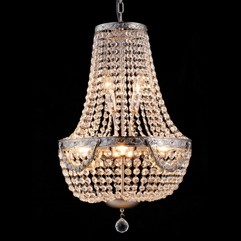 LumiLamp Chandelier Ø 40x64/184 cm  Silver colored Iron Glass