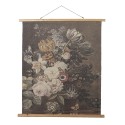 Clayre & Eef Wall Tapestry 80x100 cm Grey Wood Textile Rectangle Flowers