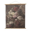 Clayre & Eef Wall Tapestry 80x100 cm Brown Red Wood Textile Rectangle Flowers