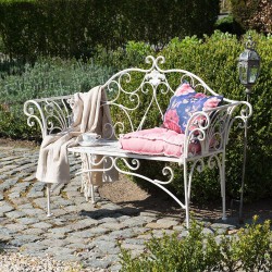Clayre & Eef Garden Bench 5Y0292 136*46*96 cm White Iron Rectangle