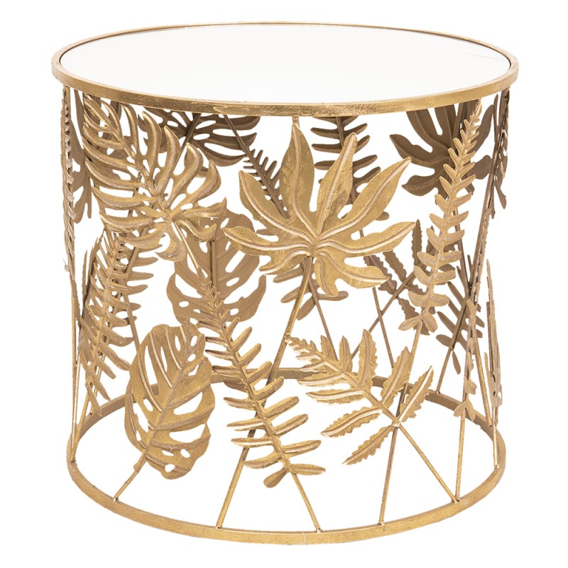 Clayre & Eef Side Table Ø 61x56 cm Gold colored Metal Round Leaves
