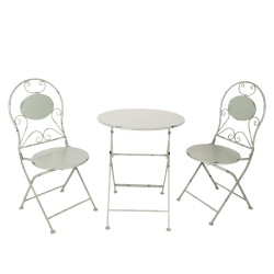 Clayre & Eef Set da bistrot tavolo da bistrot sedia da bistrot 3 pezzi Ø 60*70 / 40*40*92 cm (2) Grigio Ferro
