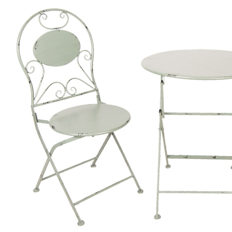 2Clayre & Eef Set da bistrot tavolo da bistrot sedia da bistrot 3 pezzi Ø 60*70 / 40*40*92 cm (2) Grigio Ferro