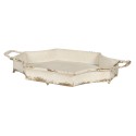 Clayre & Eef Decorative Serving Tray Set of 2 61 cm White Iron Octagon