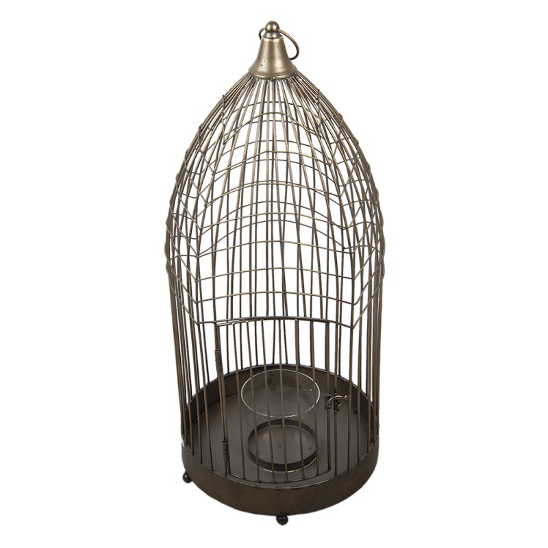 Clayre & Eef Bird Cage Decoration 69 cm Grey Metal Round