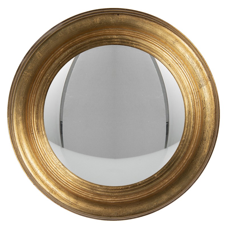 Clayre & Eef Mirror Ø 34 cm Gold colored Wood Round