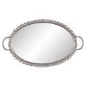 2Clayre & Eef Dekoration Serviertablett mit Spiegel 49x29x3 cm Silberfarbig Kunststoff