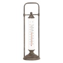 Clayre & Eef Outdoor Thermometer 13x13x43 cm Black Iron Glass Round