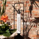 Clayre & Eef Outdoor Thermometer 13x13x43 cm Black Iron Glass Round