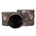 Clayre & Eef Boîte à chapeaux set de 3 Ø 23x20 cm Noir Rose Carton Fleurs
