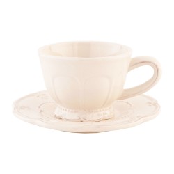 Clayre & Eef Cup and Saucer 150 ml Beige Ceramic