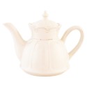 2Clayre & Eef Teekanne mit Sieb 6CE0264  900 ml Beige Keramik Rund Teekanne Japanische Teekanne