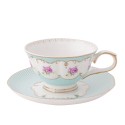 2Clayre & Eef Cup and Saucer 120 ml Green Porcelain Round