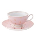 2Clayre & Eef Cup and Saucer 120 ml Pink Porcelain Round