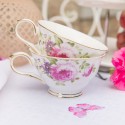 2Clayre & Eef Cup and Saucer 150 ml White Pink Porcelain Round