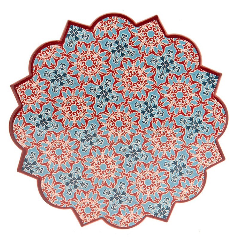 Clayre & Eef Onderzetters Pannen 20x20 cm Rood Blauw Keramiek