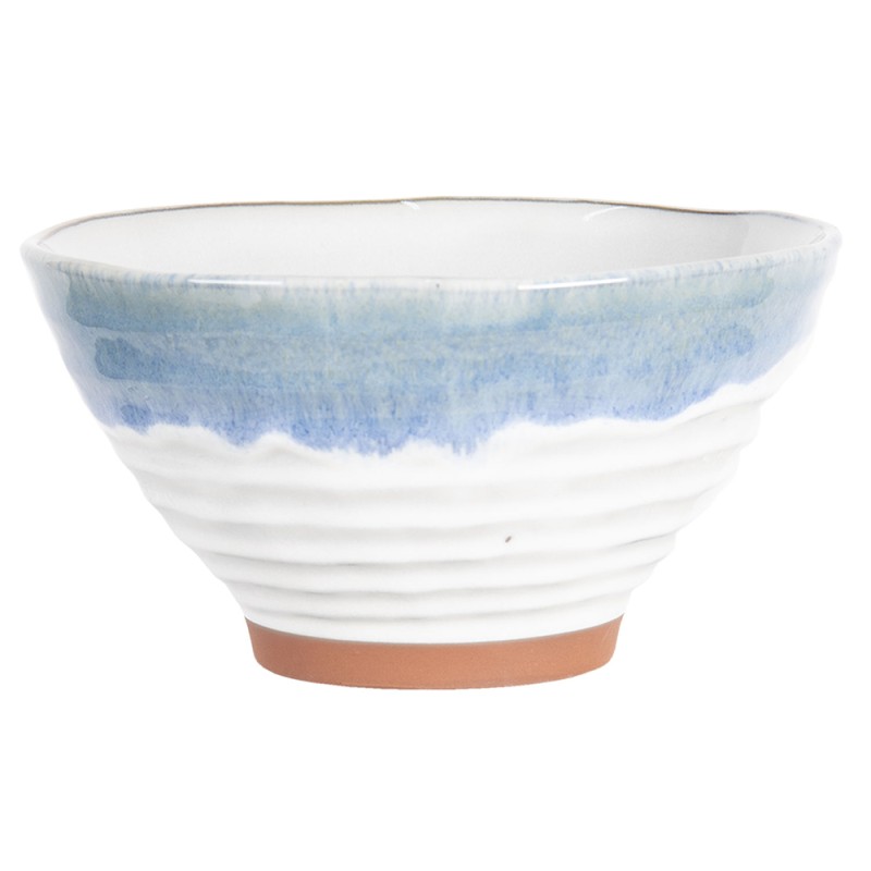 Clayre & Eef Soup Bowl 750 ml White Ceramic Round Stripes