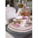 Clayre & Eef Cup and Saucer 200 ml White Pink Porcelain Flowers