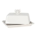 Clayre & Eef Butter Dish 18x14x8 cm White Ceramic Rectangle Cow