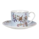 Clayre & Eef Cup and Saucer 220 ml Blue Porcelain Round Flowers