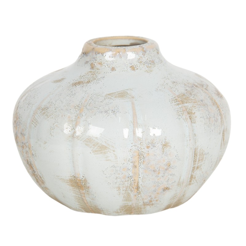 Clayre & Eef Vase Ø 14x11 cm Weiß Keramik Rund