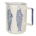 Clayre & Eef Dekorative Kanne 1500 ml Beige Keramik Rund Fische