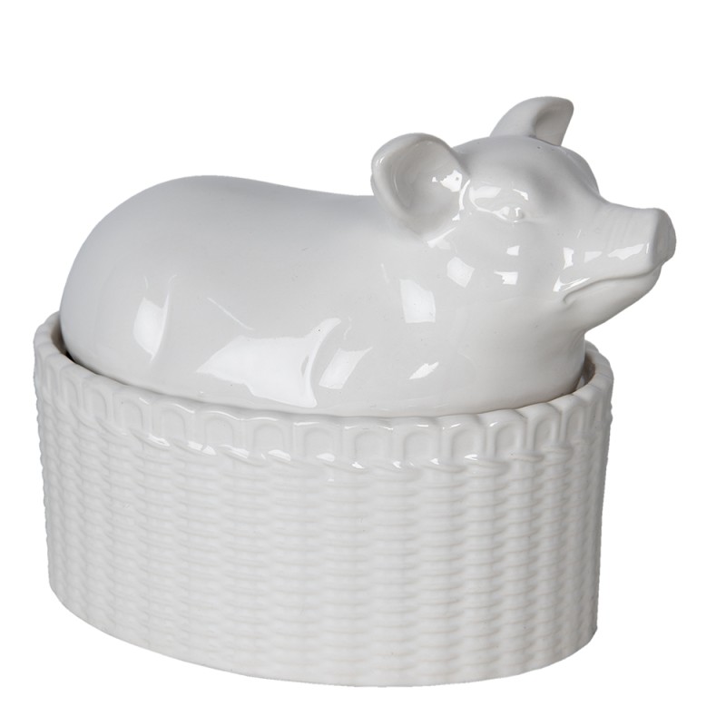 Clayre & Eef Decorative Bowl Pig 15x11x14 cm Beige Ceramic Oval