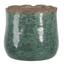 Clayre & Eef Fioriera Ø 18x16 cm Verde Ceramica Rotondo Foglie