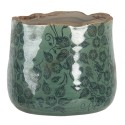Clayre & Eef Fioriera Ø 13x11 cm Verde Ceramica Rotondo Foglie
