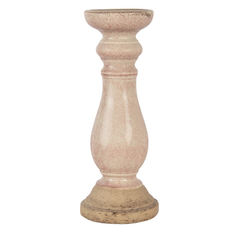 Clayre & Eef Candle holder Ø 14x36 cm Pink Ceramic Round