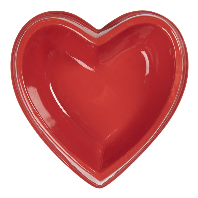 Clayre & Eef Dog Bowl Red Ceramic Heart-Shaped Heart