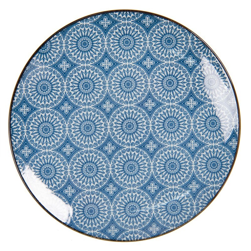 Clayre & Eef Assiette de petit déjeuner Ø 21 cm Bleu Céramique Rond