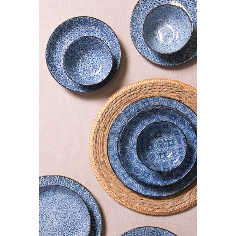 Clayre & Eef Breakfast Plate Ø 21 cm Blue Ceramic Round