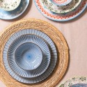 Clayre & Eef Breakfast Plate Ø 21 cm Blue Ceramic Round