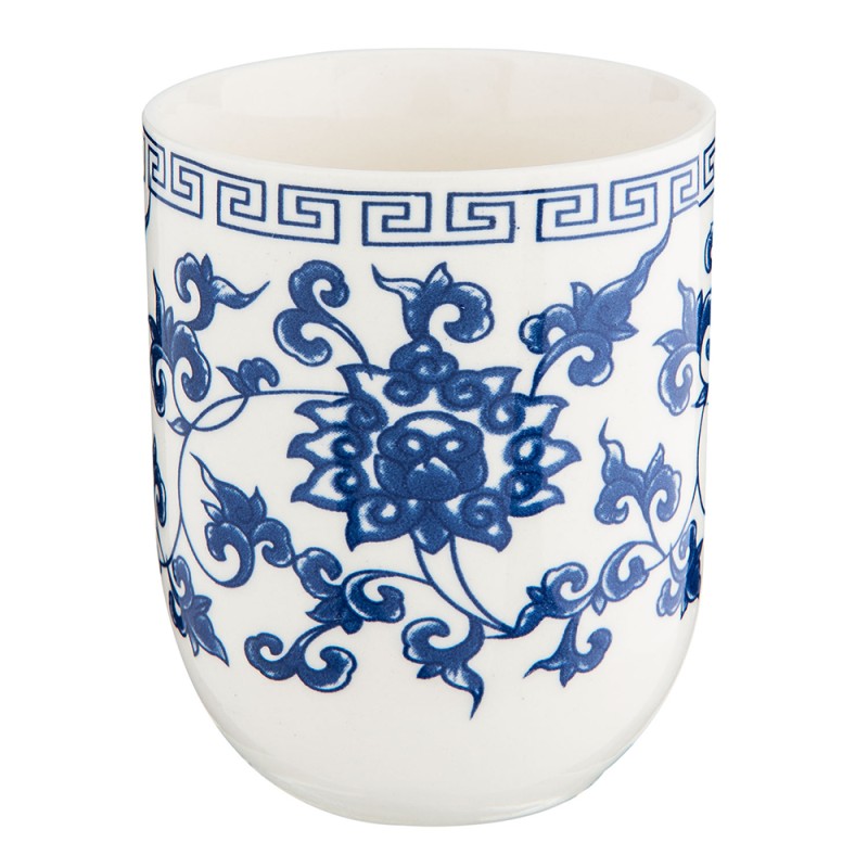 Clayre & Eef Mug 100 ml Bleu Porcelaine Rond Fleurs