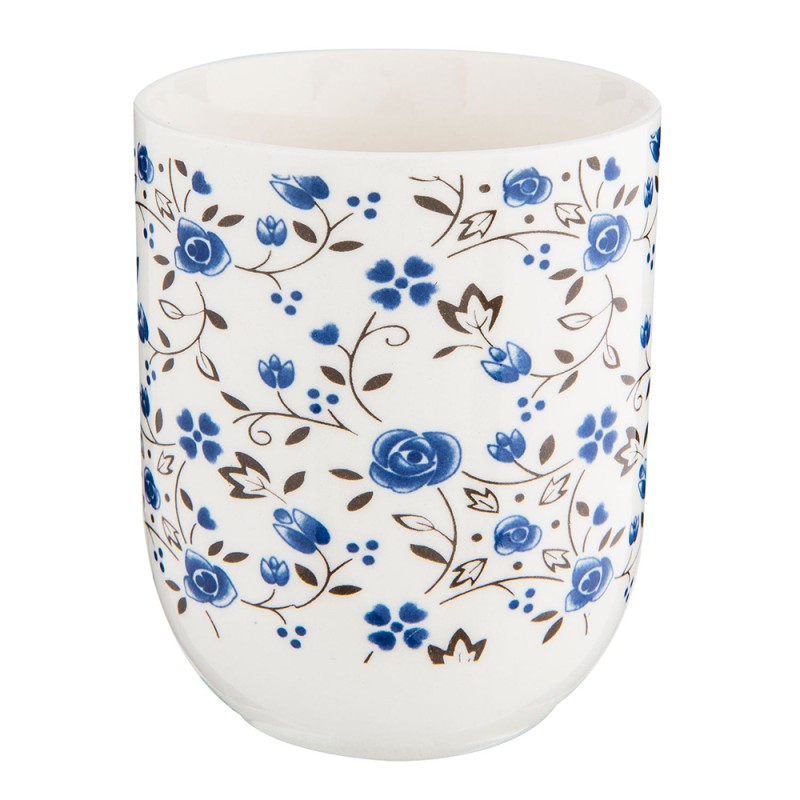 Clayre & Eef Tasse 100 ml Blau Weiß Porzellan Rund Blumen