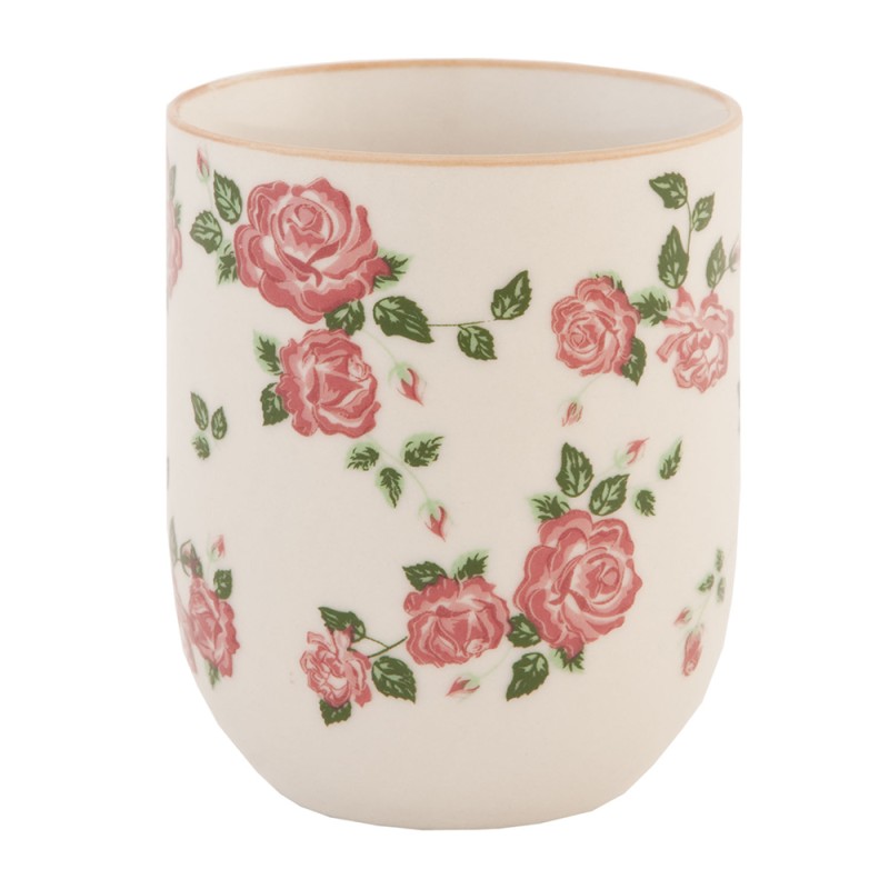 Clayre & Eef Mug 100 ml Rose Porcelaine Rond Fleurs