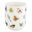 2Clayre & Eef Tasse 6CEMU0025 100 ml Weiß Porzellan Rund Schmetterlinge Teetassen Teebecher