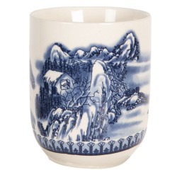 Clayre & Eef Mug 100 ml Beige Blue Porcelain