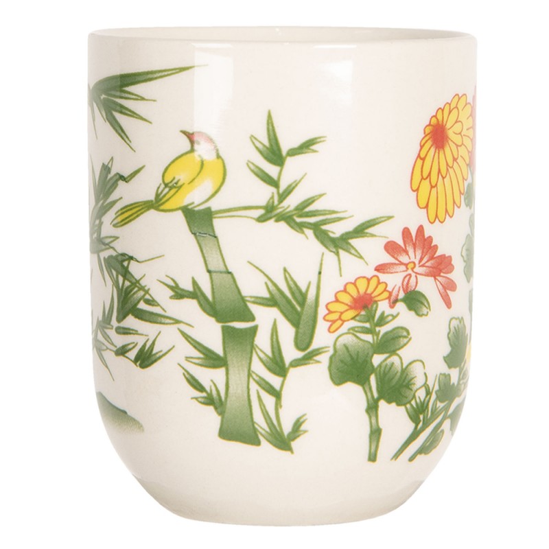 Clayre & Eef Mug 100 ml Beige Green Porcelain Round Flowers