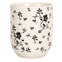 Clayre & Eef Mug 100 ml Blanc Noir Porcelaine Rond Fleurs