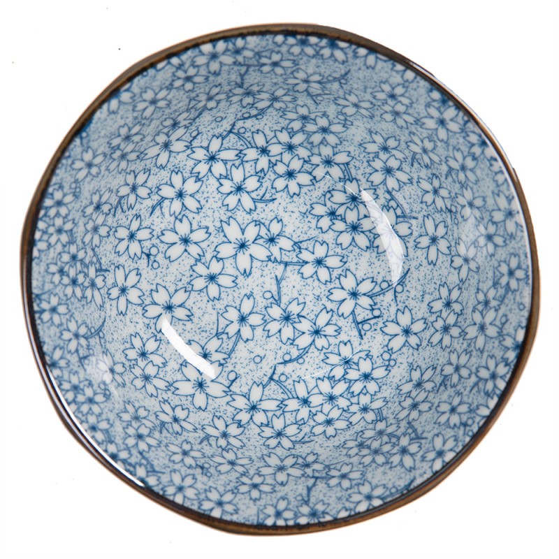 Clayre & Eef Scodella per zuppa Ø 13 cm Bianco Blu  Ceramica Rotondo Fiori