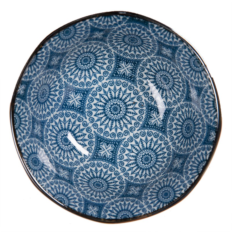 Clayre & Eef Suppenschale Ø 13 cm Weiß Blau Keramik Rund