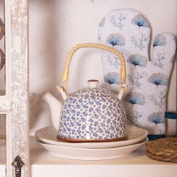 Clayre & Eef Teekanne mit Sieb 700 ml Blau Keramik Rund