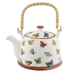 Clayre & Eef Teapot with Infuser 700 ml Beige Yellow Ceramic Round