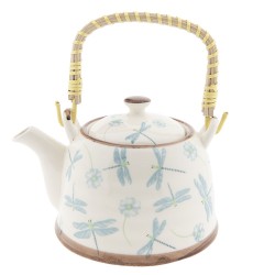 Clayre & Eef Teapot with Infuser 700 ml Beige Blue Porcelain Round