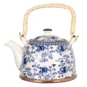 Clayre & Eef Teapot with Infuser 800 ml Blue Porcelain Round Flowers